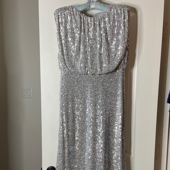 Ann Taylor Dresses & Skirts - Blouson Silver Sequin Midi Dress; Sleeveless; Evening or Wedding; 8 Petite